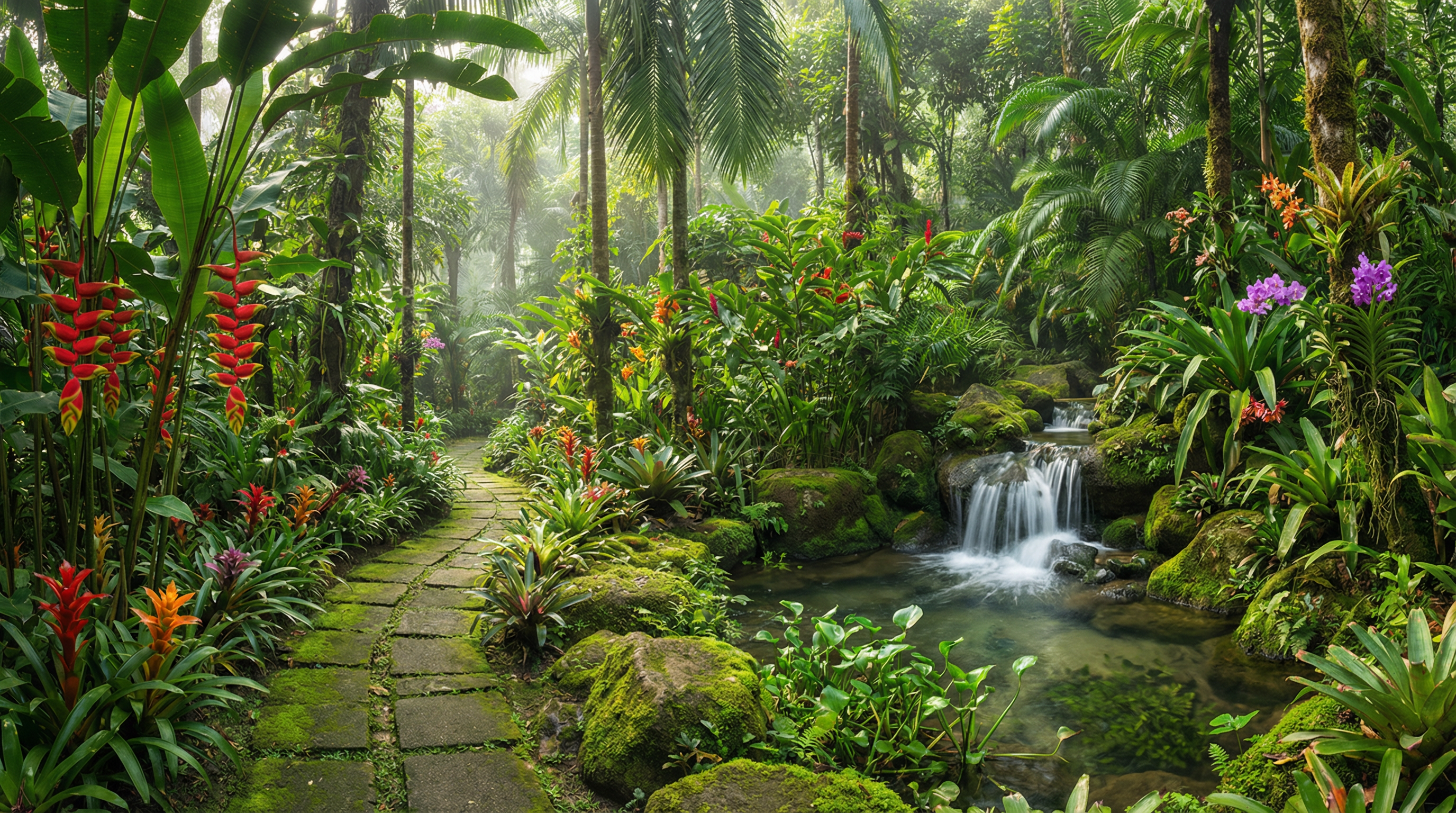Tropical garden scene